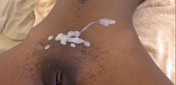  Submissive ebony teen pussy covered with cum
